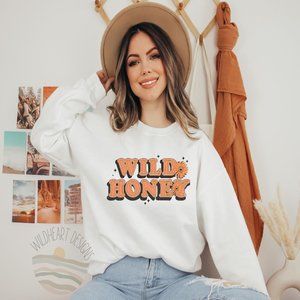 Wild Honey Sweatshirt Unisex Boho Western Sweatshirt Long Sleeve Crew Neck